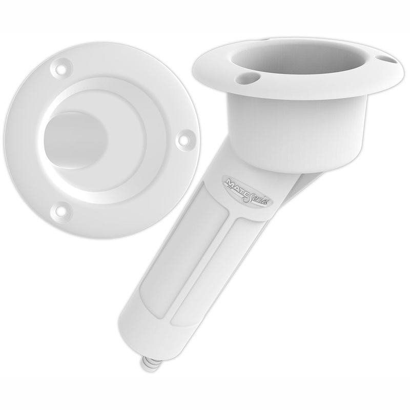Mate Series Plastic 30 Rod  Cup Holder – Drain – Round Top – White [P1030DW]