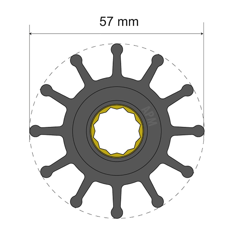 Albin Group Premium Impeller Kit 57 x 16 x 48.2mm – 12 Blade – Spline Insert [06-01-014]