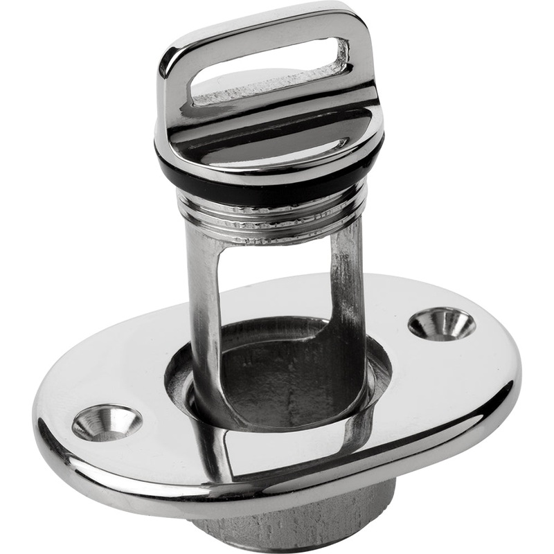 Sea-Dog Oblong Captive Garboard Drain  Plug – 316 Stainless Steel [520065-1]