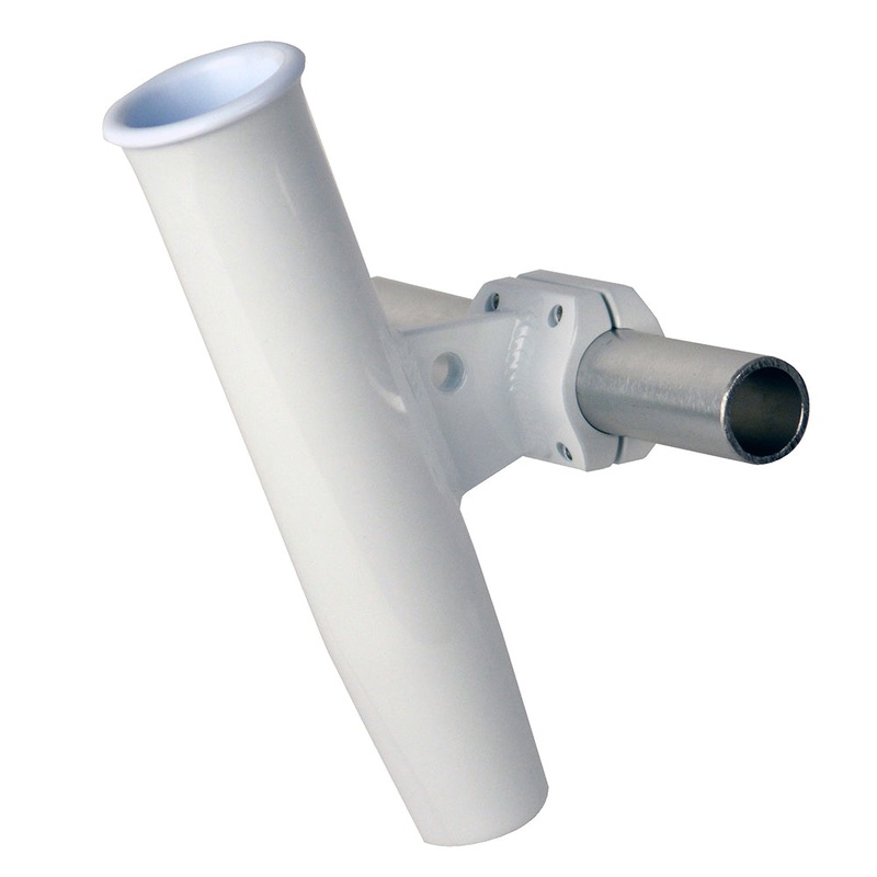 C. E. Smith Aluminum Horizontal Clamp-On Rod Holder 1-5/16″ OD White – Powdercoat w/Sleeve [53711]