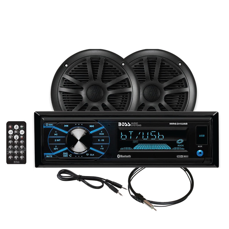 Boss Audio MCBK634B.6 Marine Stereo  6.5″ Speaker Kit – Black [MCBK634B.6]