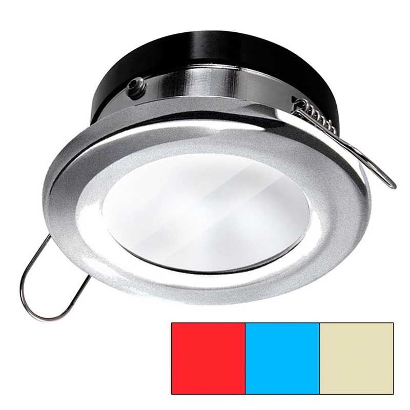 i2Systems Apeiron A1120 Spring Mount Light – Round – Red, Warm White  Blue – Brushed Nickel [A1120Z-41HCE]
