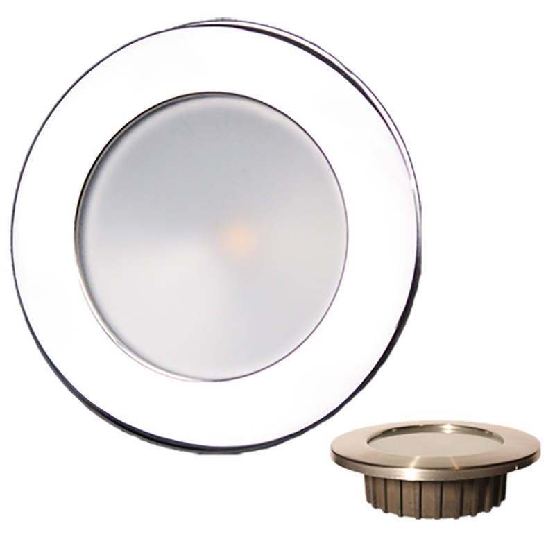Lunasea ZERO EMI Recessed 3.5 LED Light – Warm White, Red w/Polished Stainless Steel Bezel – 12VDC [LLB-46WR-0A-SS]