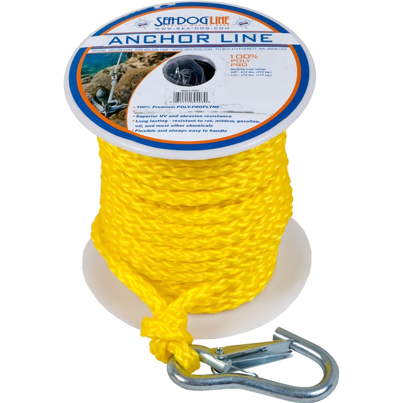 Sea-Dog Poly Pro Anchor Line w/Snap – 3/8″ x 75 – Yellow [304210075YW-1]