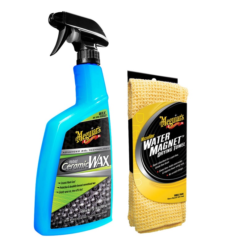 Meguiars Hybrid Ceramic Wax w/Water Magnet Microfiber Drying Towel – 22″ x 30″ [G190526-X2000KIT]