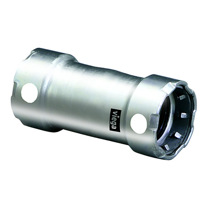 Viega MegaPress 1/2″ Stainless Steel 304 Coupling w/o Stop – Double Press Connection – Smart Connect Technology [95310]