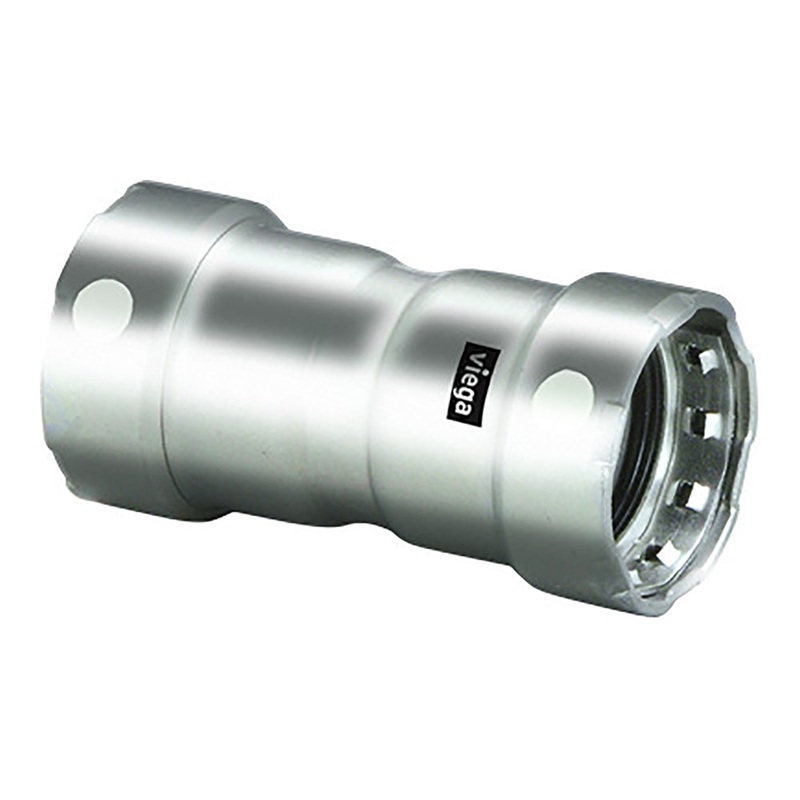 Viega MegaPress 2″ Stainless Steel 304 Coupling w/Stop – Double Press Connection – Smart Connect Technology [95305]