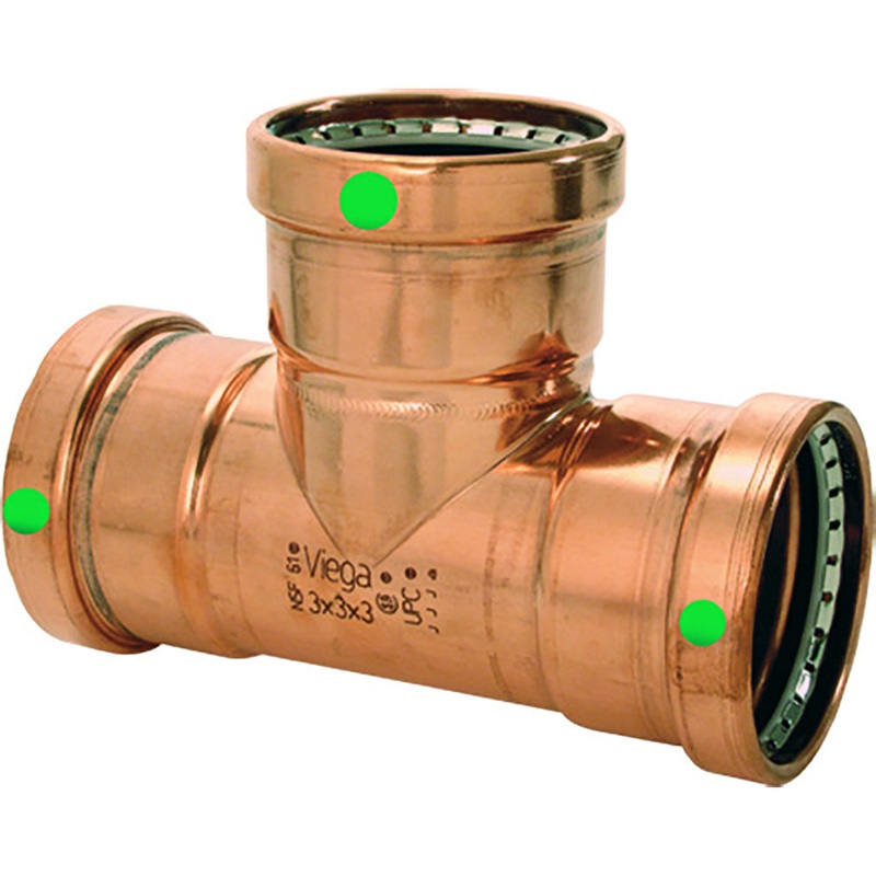 Viega ProPress 2-1/2″ Copper Tee – Triple Press Connection – Smart Connect Technology [20683]