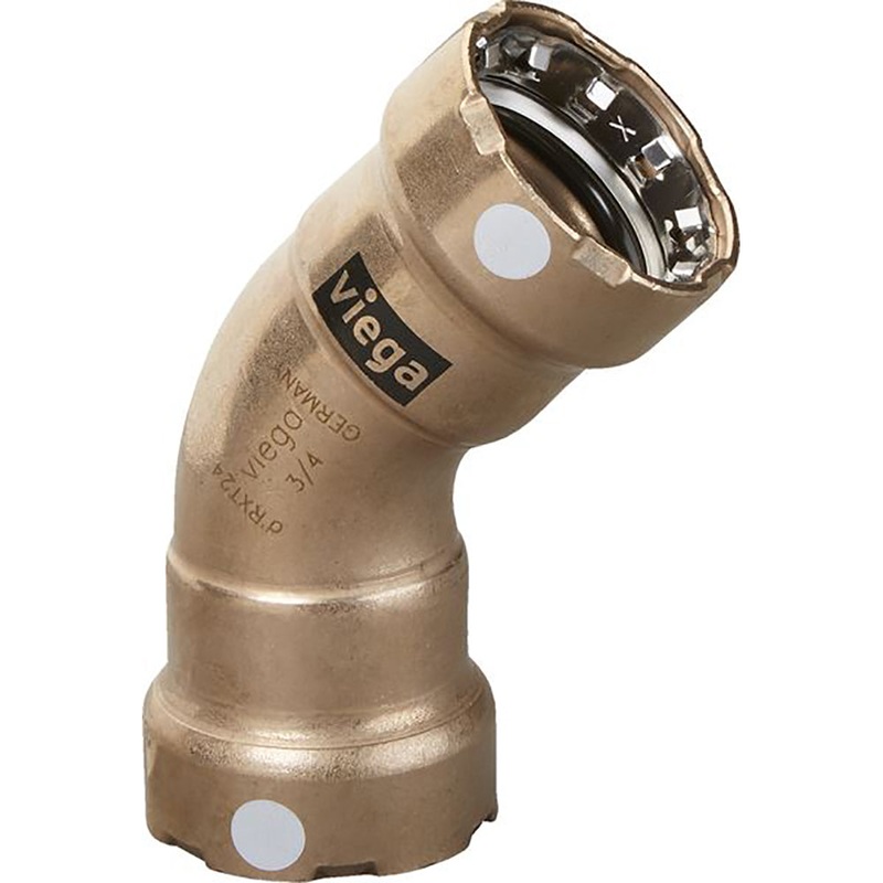 Viega MegaPress 3/4″ 45 Copper Nickel Elbow – Double Press Connection – Smart Connect Technology [88095]
