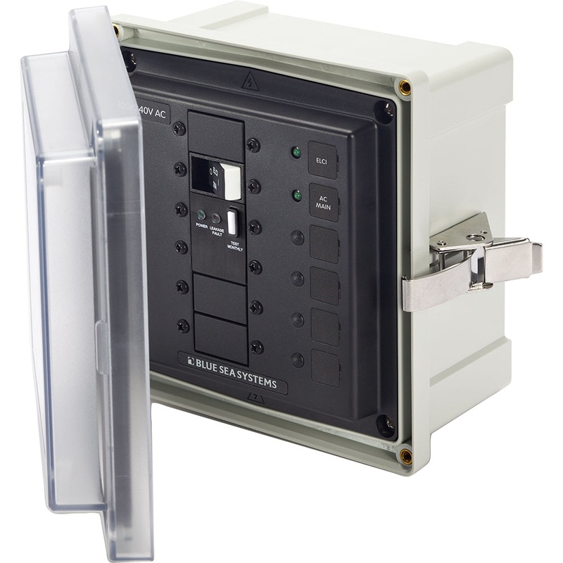 Blue Sea 3120 – SMS Panel Enclosure w/ELCI Main (50A) and 2 Blanks – 240V [3120]
