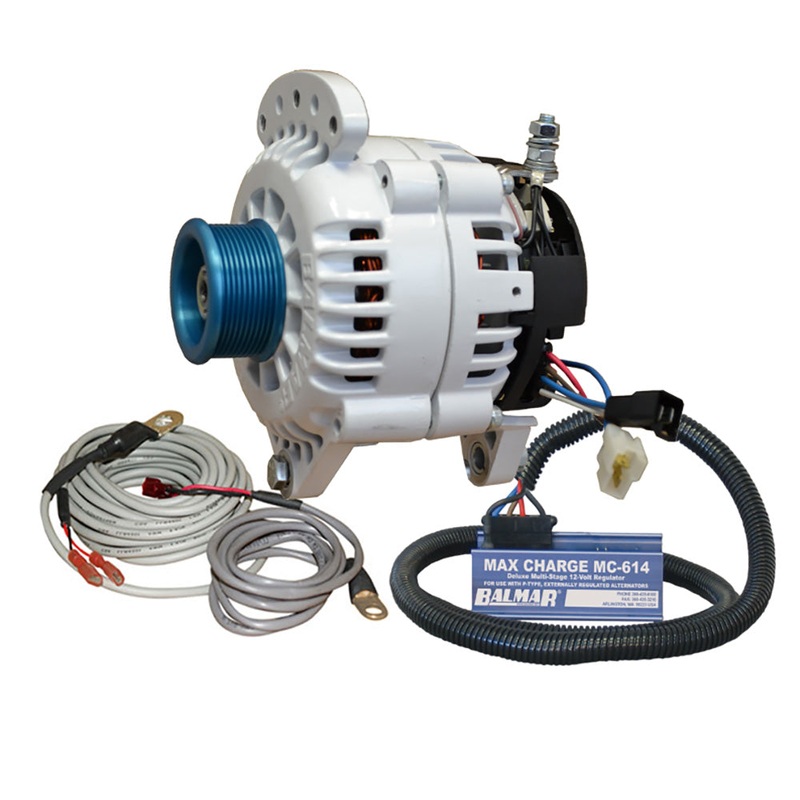 Balmar Alternator 100 AMP Kit 12V 3.15″ Dual Foot Saddle J10 Pulley Regulator  Temp Sensor [60-YP-MC-100-J10]