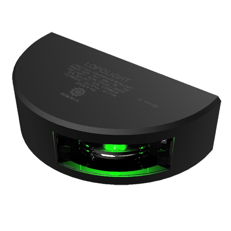 Lopolight Series 301-001 – Starboard Sidelight – 2NM – Vertical Mount – Green – Black Housing – 6M Cable [301-001-B-6M]