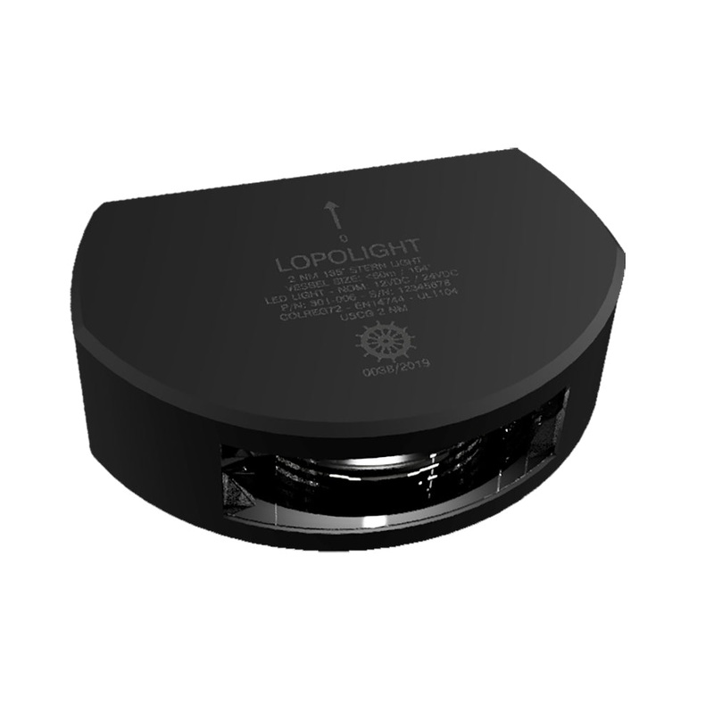 Lopolight Series 301-006 – Stern Light w/Deck Light – 2NM – Vertical Mount – White – Black Housing – 6M Cable [301-006-B-6M]