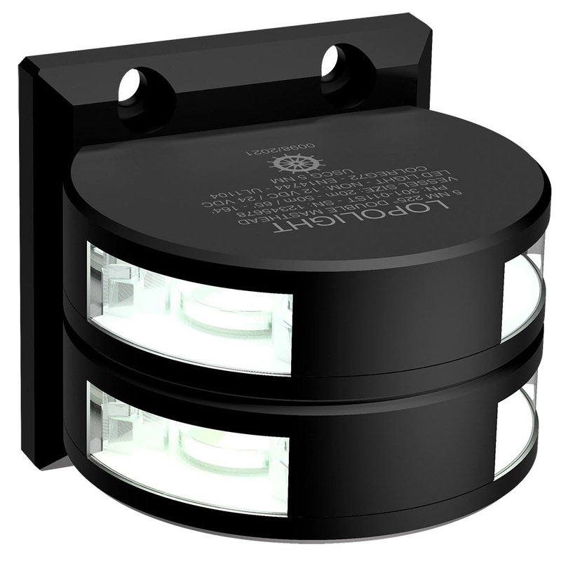 Lopolight Series 301-011 – Double Stacked Masthead Light – 5NM – Vertical Mount – White – Black Housing [301-011ST-B]