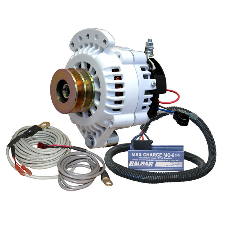 Balmar Alternator 120 AMP 12V 1-2″ Single Foot Spindle Mount Dual Vee Pulley Regulator  Temp Sensor [621-VUP-MC-120-DV]