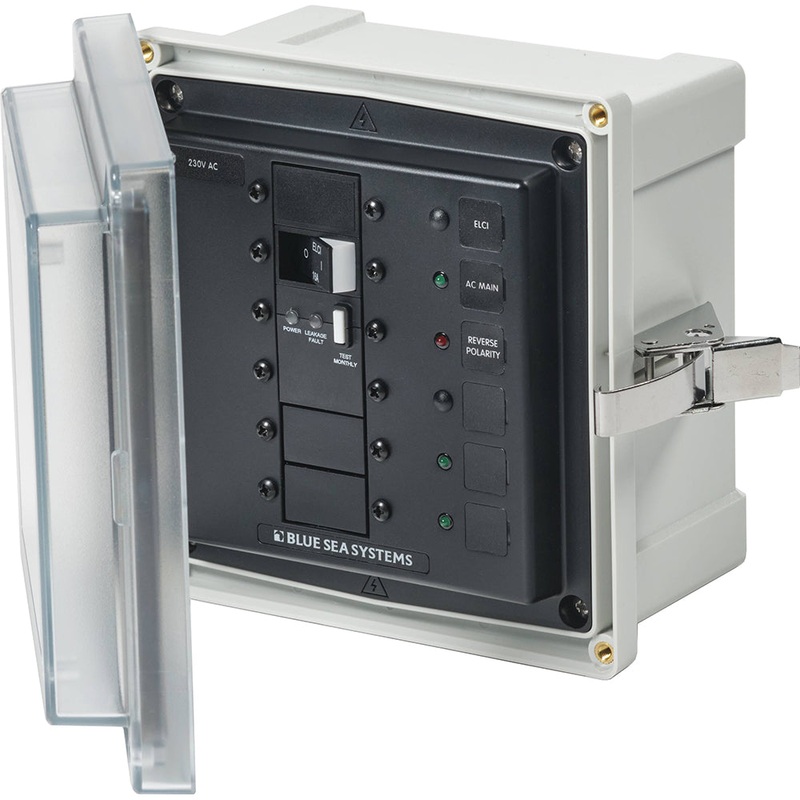 Blue Sea 3121 – SMS Panel Enclosure w/ELCI (16A)  3 Blanks – 230V AC [3121]