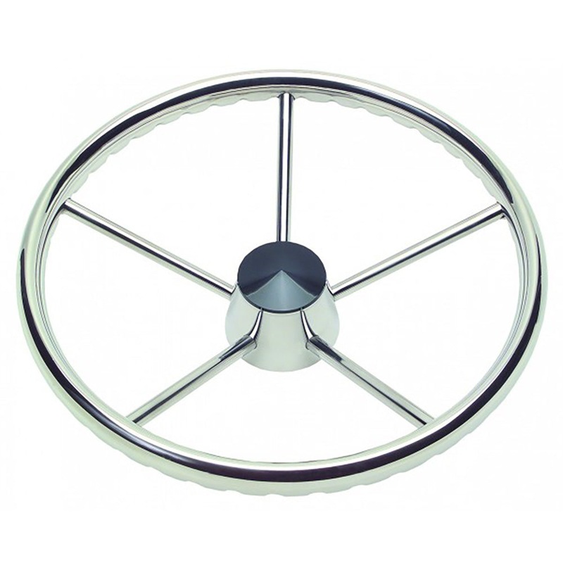 Schmitt Marine 170 Finger Grip Destroyer 5-Spoke 15.5″ Stainless Steel Cap 3/4″ Tapered Shaft w/Knob [1731521FGK-R]