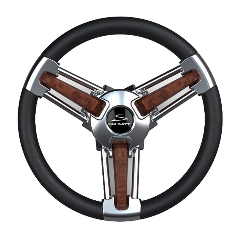 Schmitt Marine Burano Wheel 14″ 3/4″ Tapered Shaft Burl Polyurethane w/Stainless Spoke Includes Center Cap/Nut [PU105111-04R]