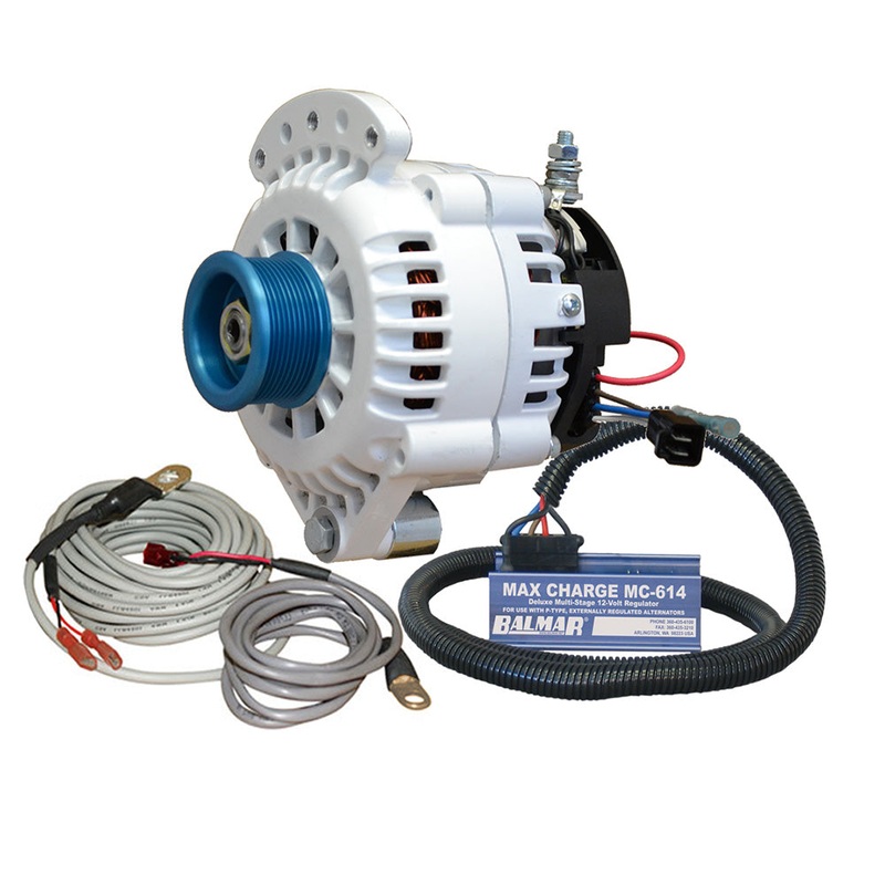 Balmar Alternator 100 AMP Kit 12V 1-2″ Single Foot Spindle Mount J10 Pulley Regulator  Temp Sensor [621-VUP-MC-100-J10]