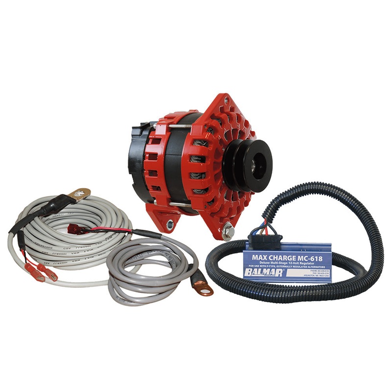 Balmar Alternator 250 AMP Kit 12V 3.15″ Dual Foot Saddle Dual Vee Pulley Regulator  Temp Sensor [XT-DF-250-DV-KIT]