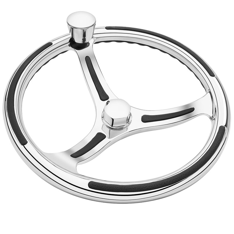 Schmitt Marine Primus Model 740 – 13.5″ Wheel w/Knob  Finger Grip – 3/4″ Tapered Shaft w/Faux Nut – 1/2″  3/4″ Adapters [7401321FGK-R]