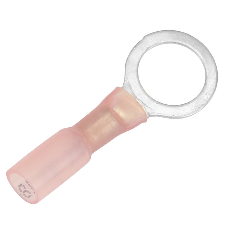 Pacer 22-18 AWG Heat Shrink Ring Terminal – 3/8″ Stud Size – 100 Pack [TE18-38R-100]