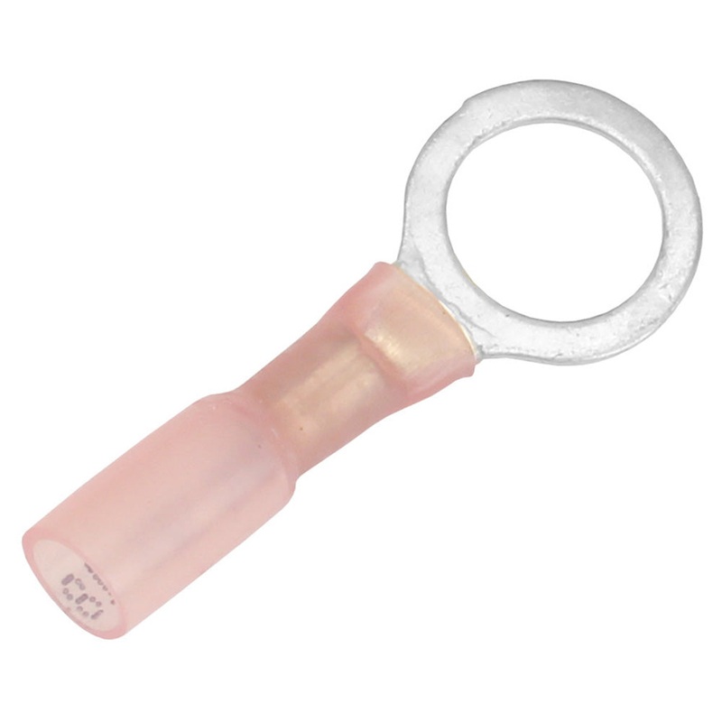 Pacer 22-18 AWG Heat Shrink Ring Terminal – 3/8″ Stud Size – 25 Pack [TE18-38R-25]