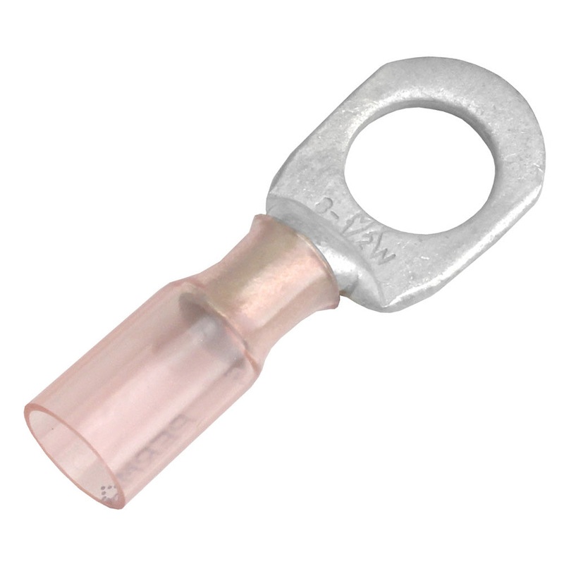 Pacer 8 AWG Heat Shrink Ring Terminal – 1/2″ Stud Size – 25 Pack [TE8-12R-25]