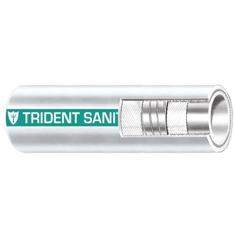 Trident Marine 1-1/2″ Premium Marine Sanitation Hose – White with Green Stripe – Sold by the Foot [102-1126-FT]
