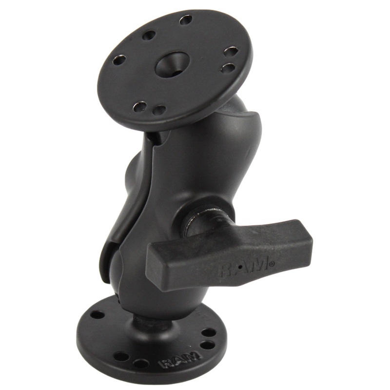 RAM Mount 1.5″ Ball Mount w/Short Double Socket Arm & 2/2.5″ Round Bases [RAM-101U-B]