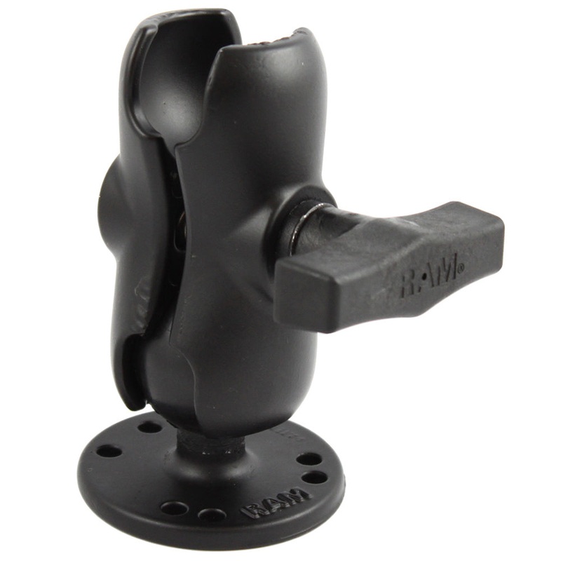 RAM Mount 1.5″ Ball Short Arm w/2.5″ Round Base [RAM-103U-B]