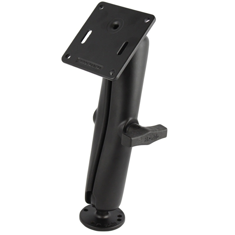 RAM Mount 1.5″ Diameter Ball Mount w/Long Double Socket Arm, 2.5″ Round Base &(AMPs) & 3.625″ Square Base (VESA) [RAM-101U-D-2461]