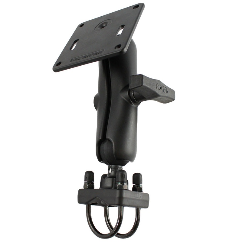 RAM Mount 1.5″ Rail Mount w/Double U-Bolt Base & 3.625″ Square Base (VESA 75mm x 75mm Hole Pattern) [RAM-334U]