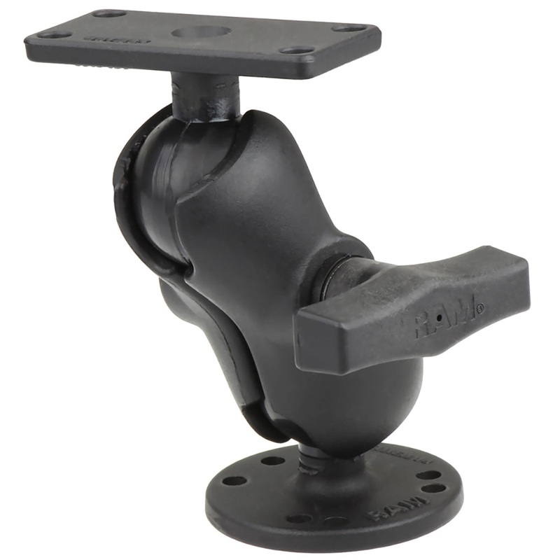 RAM Mount 1.5″ Ball Mount w/2.5″ Round Base, Short Arm  1.5″ x 3″ Plate f/Humminbird Helix 5 Only [RAM-202-153-B-202U]