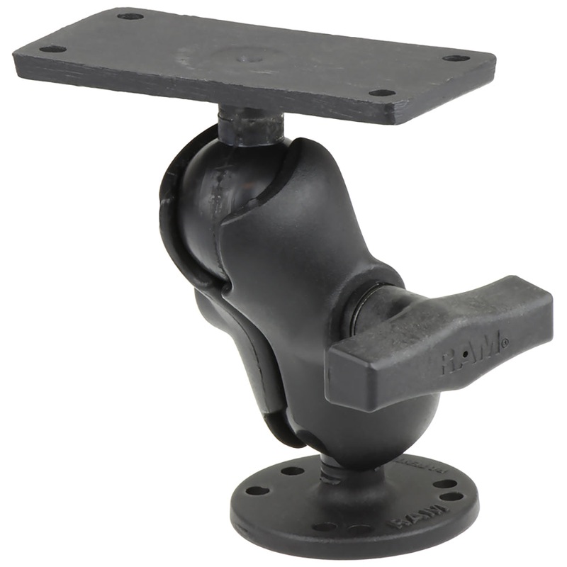 RAM Mount 1.5″ Ball Mount w/2.5″ Round Base, Short Arm  2″ x 4″ Plate f/Humminbird Helix 7 Only [RAM-202-24-B-202U]