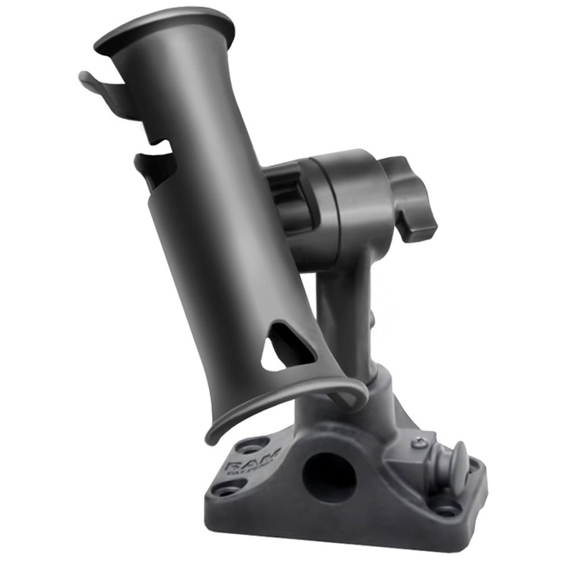 RAM Mount RAM Tube Jr. Fishing Rod Holder, Standard 4″ Length Post Spline & Combo Bulkhead/Flat Surface Base w/Plunger [RAP-390-SBMPU]