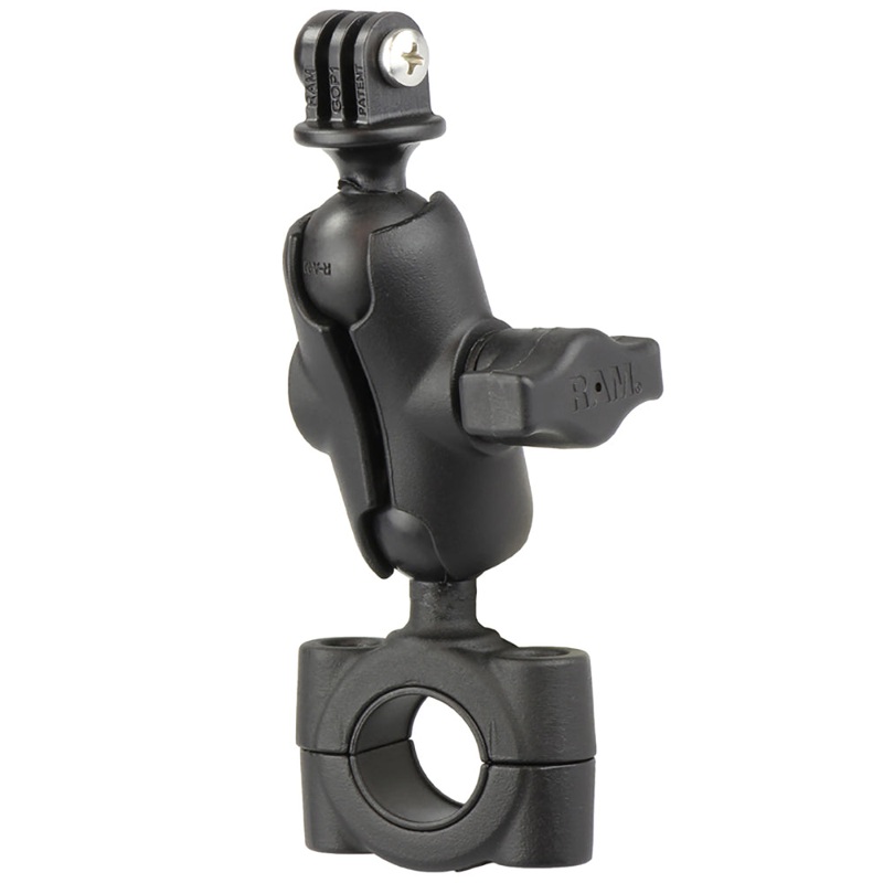 RAM Mount RAM Torque 3/4″ – 1″ Diameter Handlebar/Rail Base with 1″ Ball, SHORT Arm and GoPro/Action Camera Mount [RAM-B-408-75-1-A-GOP1U]