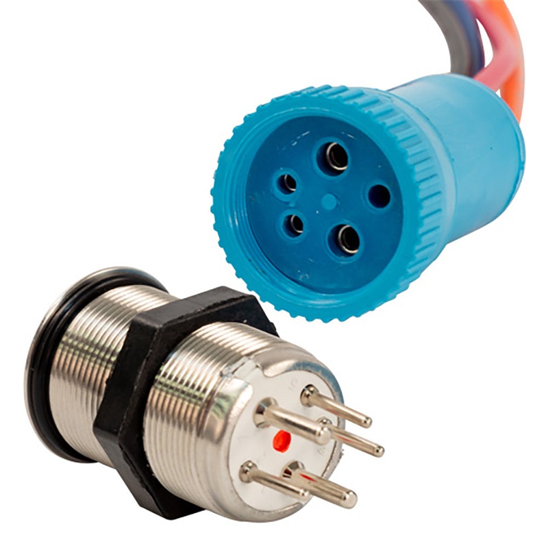 Bluewater 22mm Push Button Switch – OFF/ON/ON Nav/Anc Contact – Blue/Green/Red LED – 1′ Lead [9059-3114-1]