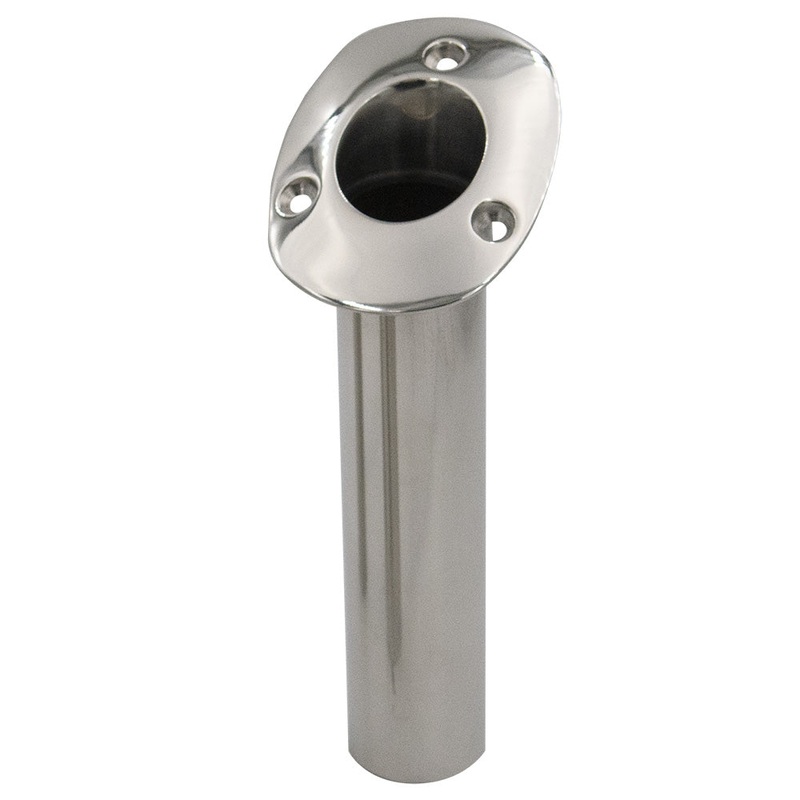 C.E. Smith 70 Series Standard Flush Mount Rod Holder – 30 Degree – Stainless Steel – Gimbal Bar Bottom – Black Liner [536720]
