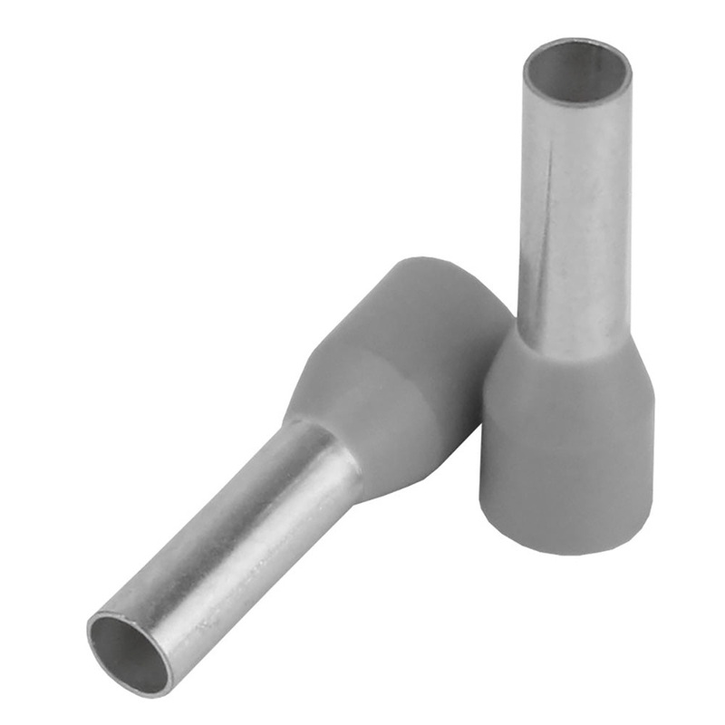 Pacer Grey 12 AWG Wire Ferrule – 10mm Length – 25 Pack [TFRL12-10MM-25]