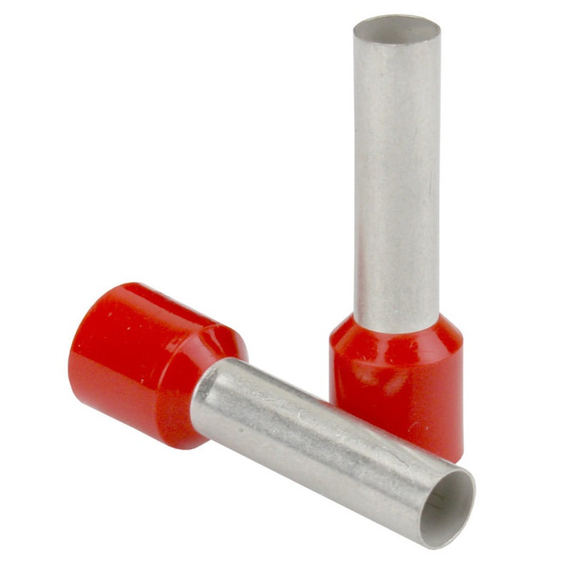 Pacer Red 16 AWG Wire Ferrule – 8mm Length – 25 Pack [TFRL16-8MM-25]