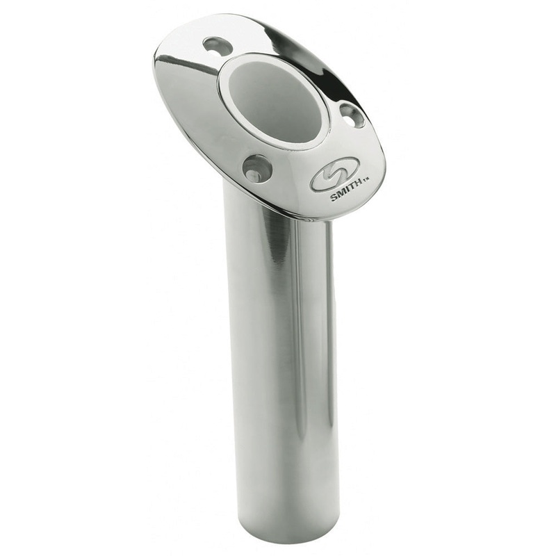 C.E. Smith Flush Mount Rod Holder – 30 Degree  9″ Depth – Stainless Steel – Cast Bottom – White Vinyl Liner [53672CA]