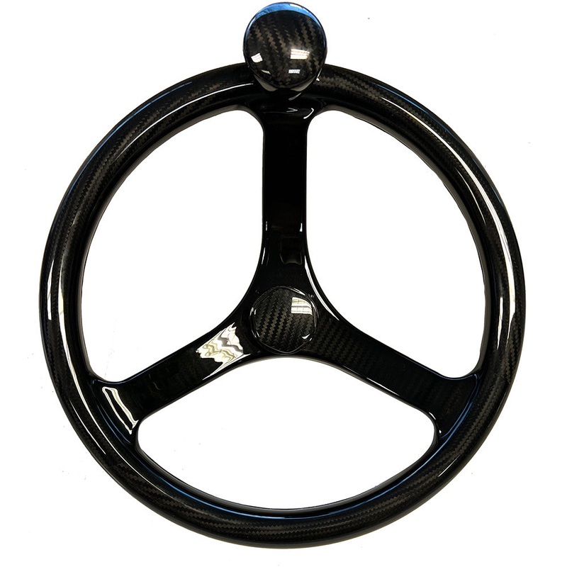 Schmitt Marine Carbon Fiber Primus Wheel w/Knob 13.5″ w/Sanntoprene Finger Grip 3/4″ Tapered Shaft w/CF Nut [7461321FGK-CFN]