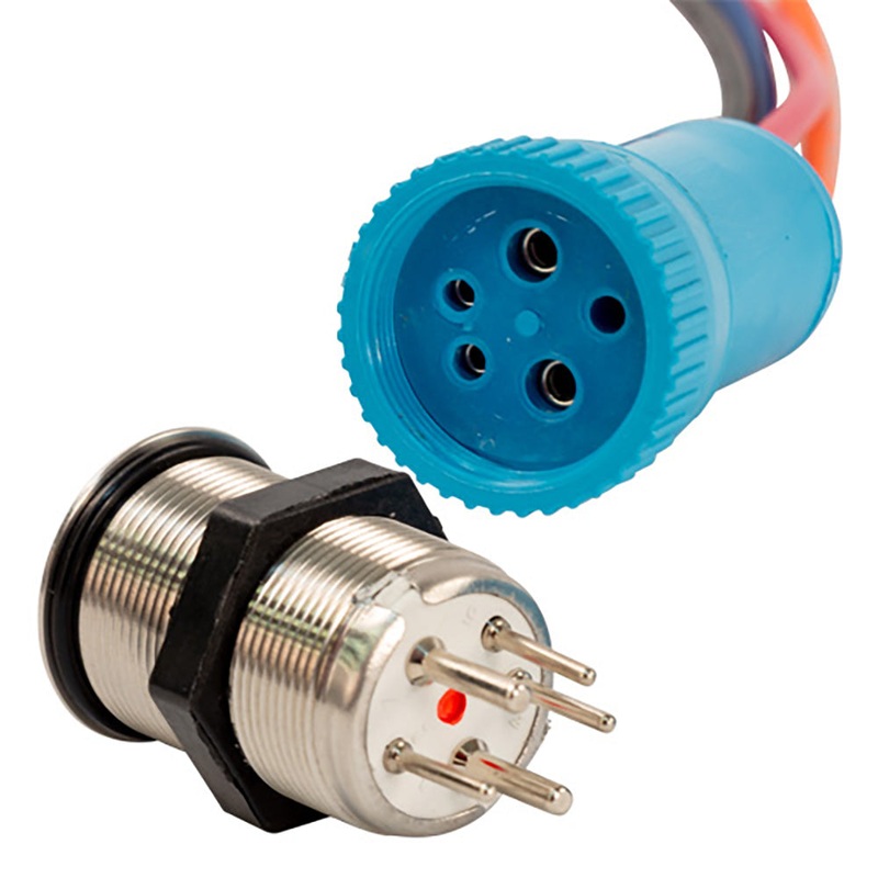 Bluewater 22mm Push Button Switch – Off/On Contact – Blue/Red LED – 4′ Lead [9059-1113-4]