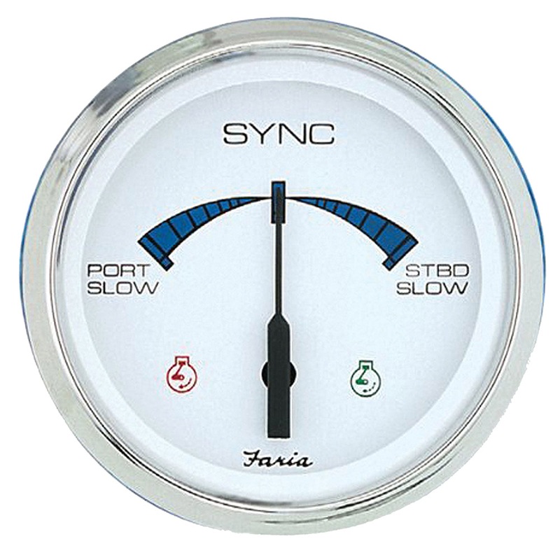 Faria 4″ Chesapeake SS White Engine Synchronizer – Dual Gas  Var Ratio Alt Diesel [33801]