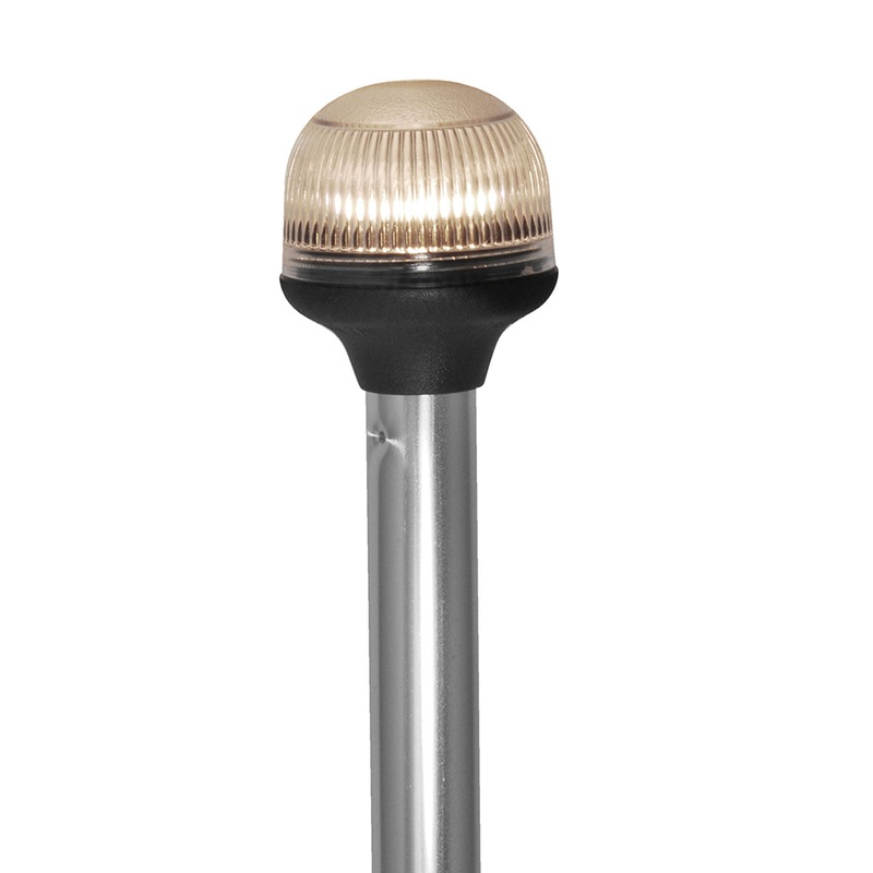 Attwood All-Around Fold-Down Incandescent Anti-Glare Lens Light – 20″ Aluminum Pole – 12V – Horizontal Composite Base [5350-PA20-7]