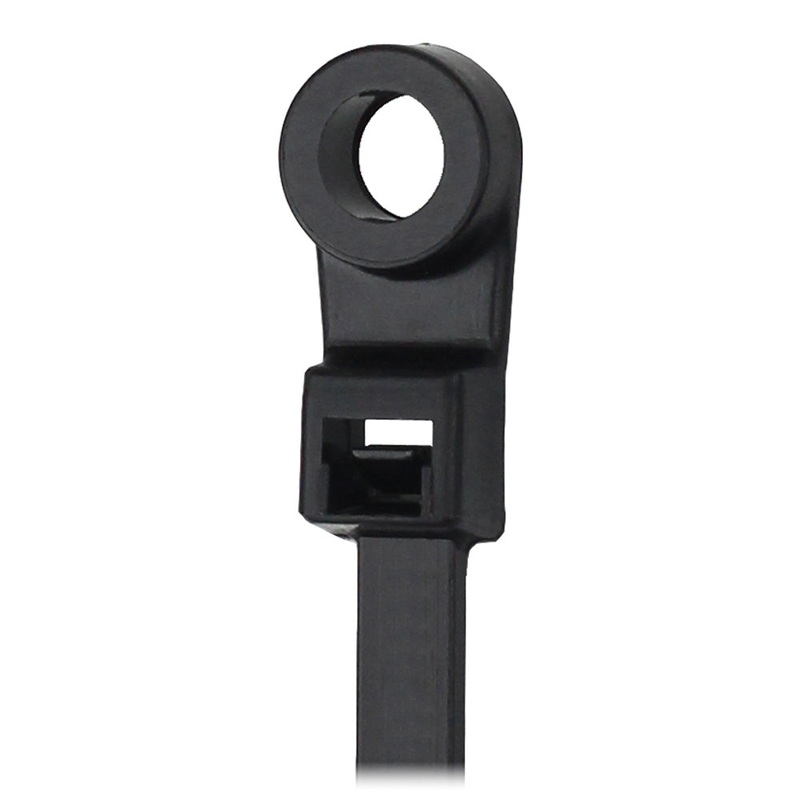 Pacer 8″ Cable Tie w/Mounting Ring – Black – 50lb Tensile Strength – 2″ Bundle Diameter – 100 Piece Bag [CTMR2S-100BK]