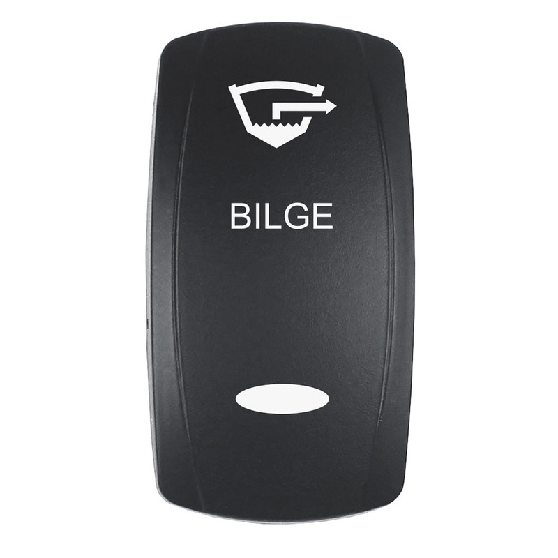 Pacer Actuator – ‘BILGE’ f/V Series Contura Switches – Black – Laser Etched (Top/Bottom Light) [EV2LE-BLG]