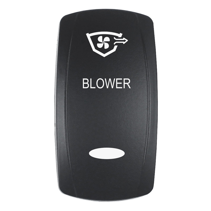 Pacer Actuator – ‘BLOWER’ f/V Series Contura Switches – Black – Laser Etched (Top/Bottom Light) [EV2LE-BLWR]
