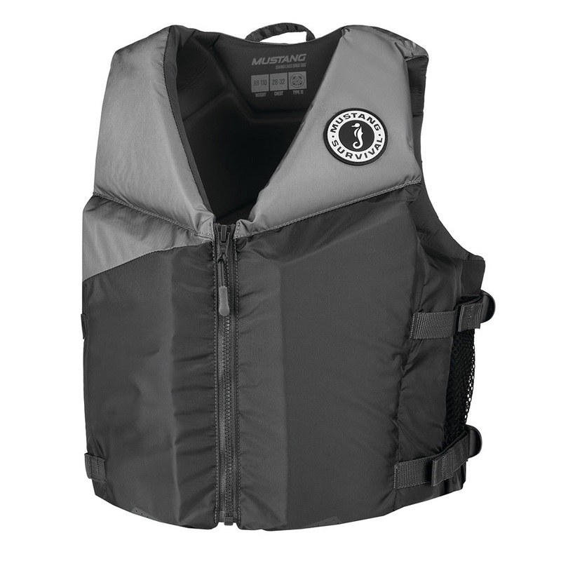 Mustang Young Adult REV Foam Vest – Grey/Light Grey/Fluorescent Yellow – Universal [MV360002-812-0]